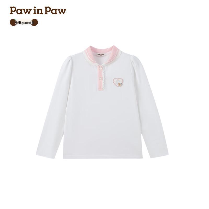 PawinPaw Girls  Cartoon Bear Long-Sleeve Polo T-Shirt 130