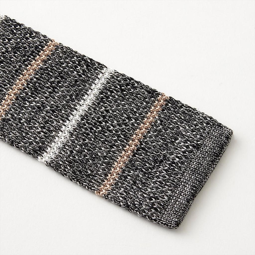 Tie Tie Black [Ogier] Tie/Knit 100% Silk/Border Pattern/Narrow Tie/Slim NK-033