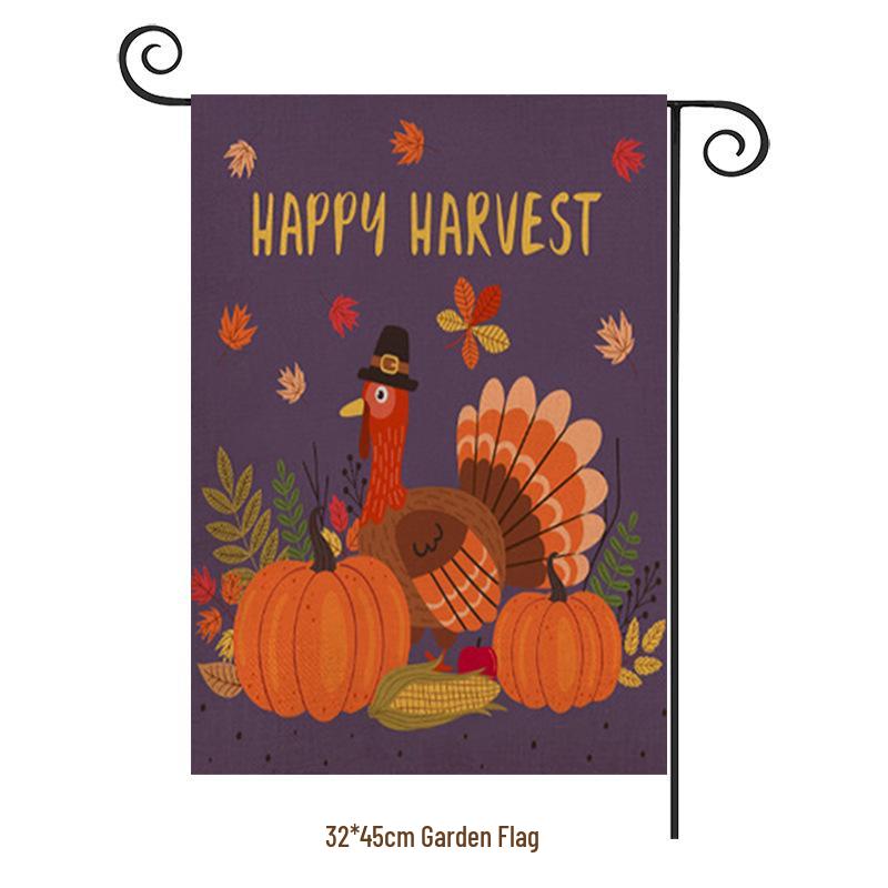 Turkey Yard Decoration Flag: Halloween Pumpkin & Thanksgiving Festival Garden Flag