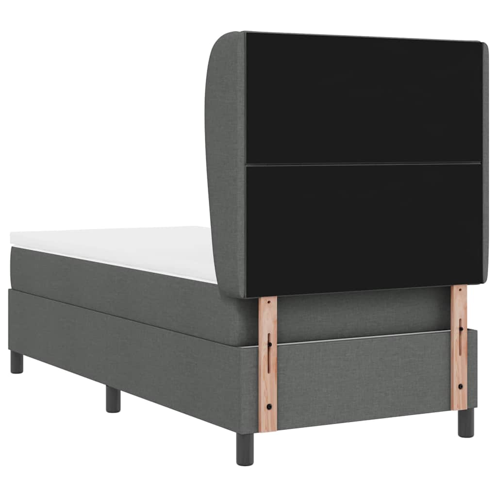 Boxspring Bed with Headboard Dark Grey 100 x 200 cm Fabric