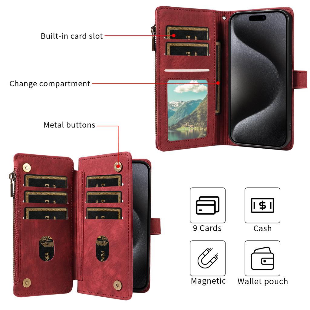 PU Leather Phone Case for IPhone 17Air 17 Pro Max 16 Pro Max 16e 15 14 13 12 11 Pro Max Plus Flip Wallet Style Phone Cover