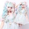 Lolita Cos Wig Set 3-Piece Colorful Gradient Twin Tails Curly With Claw Clips Anime Role Play