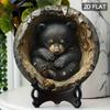 Black Bear Hollow Tree 3D Metal Wall Art Aluminum Sign Home Decor Gift