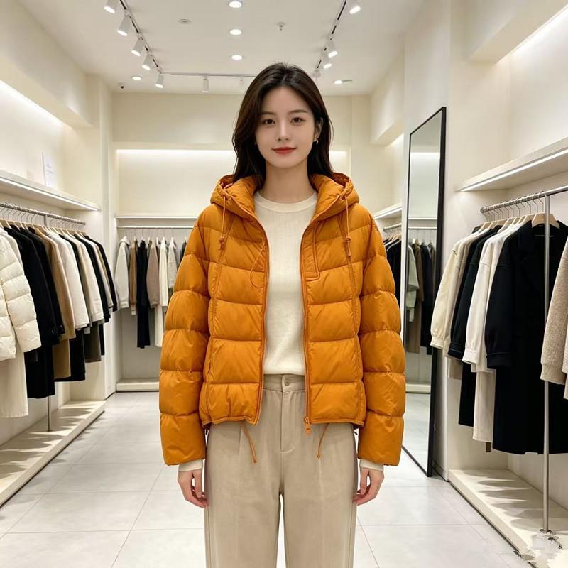 Winter white duck down short down jacket winter hooded jacket new bread clothes simple and trendy