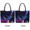  Colorful Neon Deer Art Tote Bag Fashion Large Capacity Casual Shoulder Handbag for Daily Use