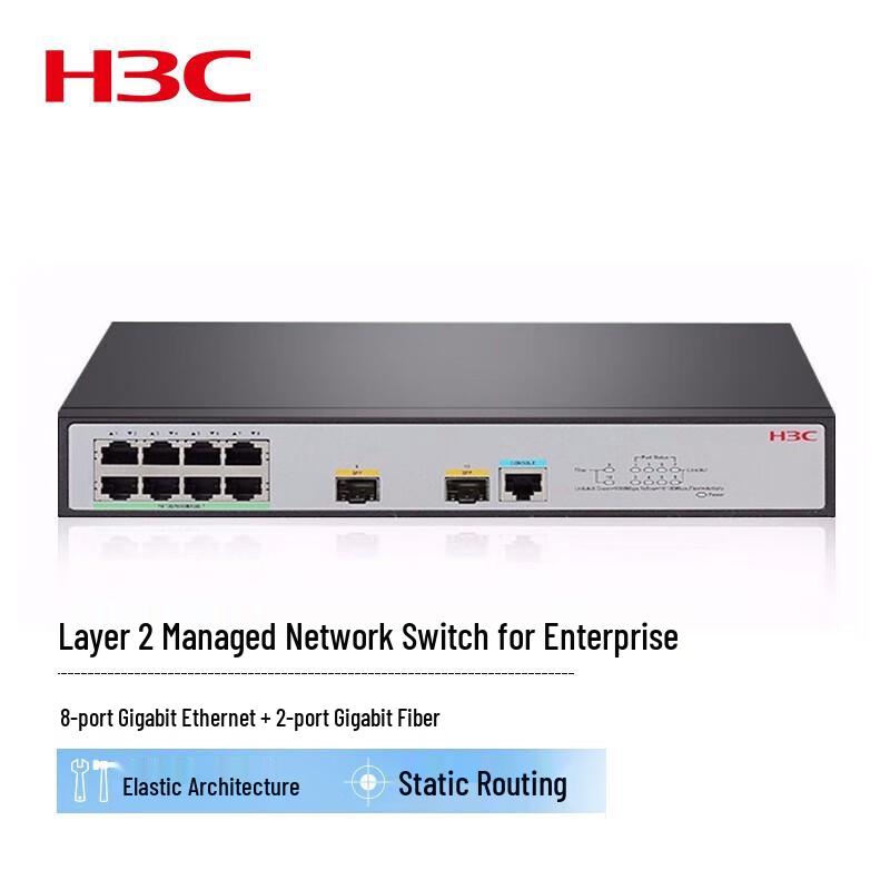 

H3C S5008PV5-EI-H1 8-Port Gigabit Ethernet + 2-Port SFP Layer 2 Managed Switch