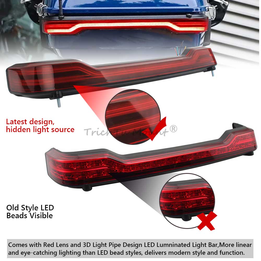 Motorcycle King Rear Trunk LED Light Tour Pack Brake Turn Signals Tail Lamp For Electra Glide Ultra Limited FLHTK 2014-2023