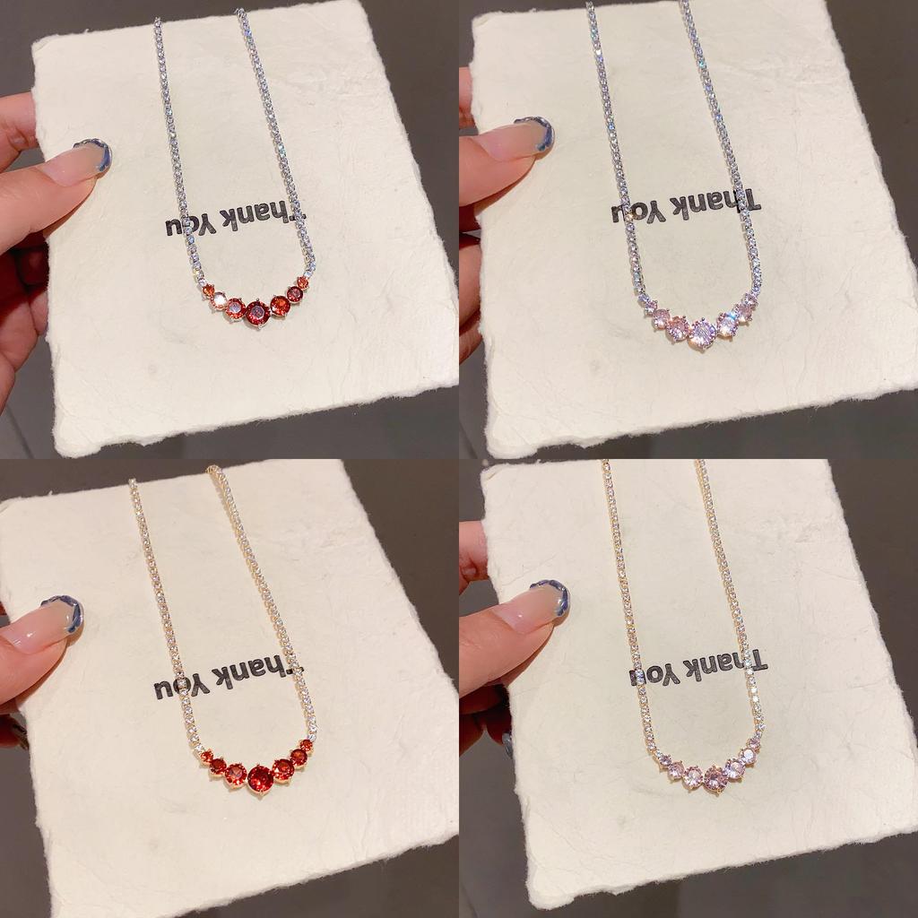 Geometric Zircon Pendant Necklace For Women With Elegant Lock Chain Fashion Jewelry