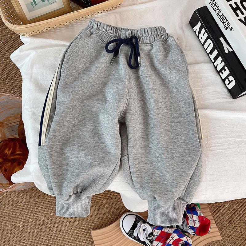 

Spring Style Children s Casual Sports Pants Children s Clothing Korean Drawstring Sweatpants Spring and Autumn Style Pants 120 серый