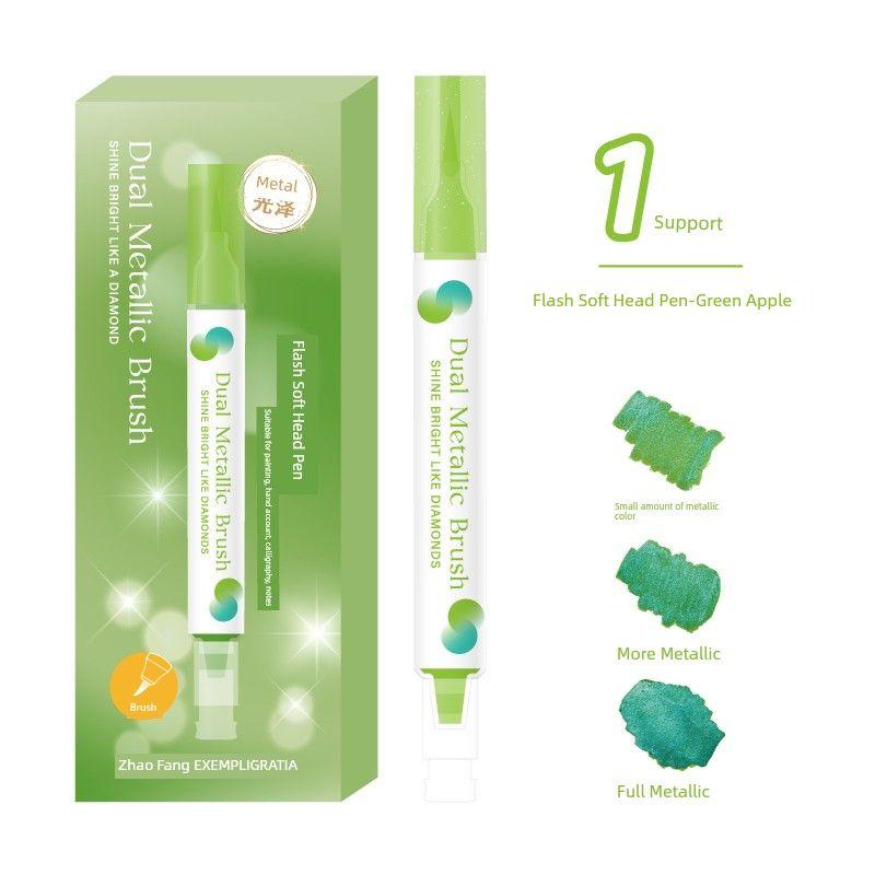 

Grade Three Class Two X Pen Square Said Flashing Soft Head Fluorescent Pen Student Good-looking New Arrival Notebook Color Soft Drawing Pen Green Apple (Green)