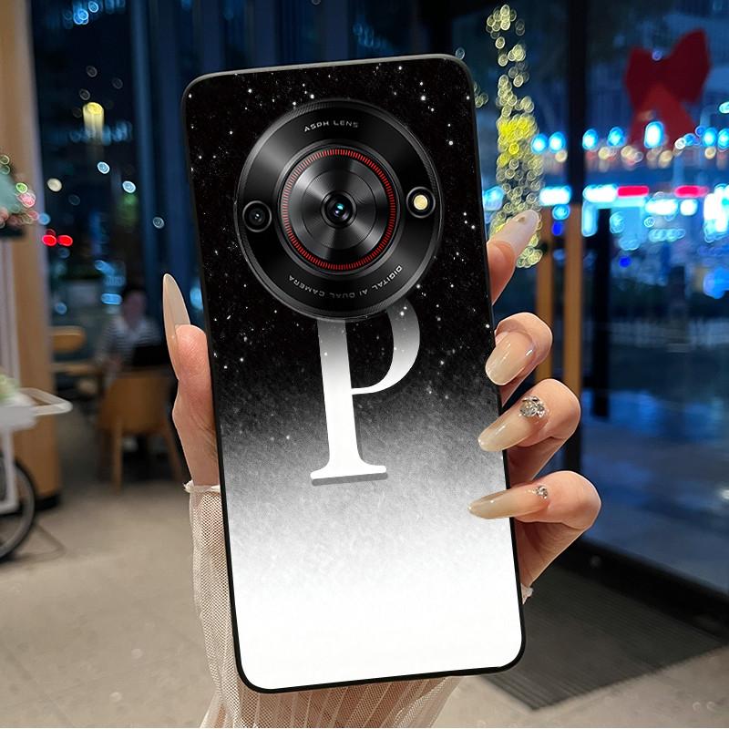 Anti-scratch Soft Case For ZTE Blade A75 5G/ Nubia Focus 5G Custom Name A To Z Letter With Flower Starry Sky Pattern Casing
