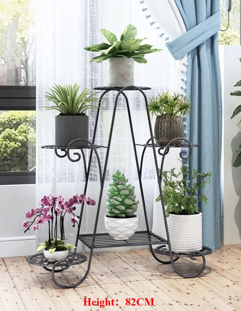 Plant Stand 6 Layer Metal Plant Rack Flower Pot Rack Black Garden Flower Pot Rack for Display Home Balcony Terrace