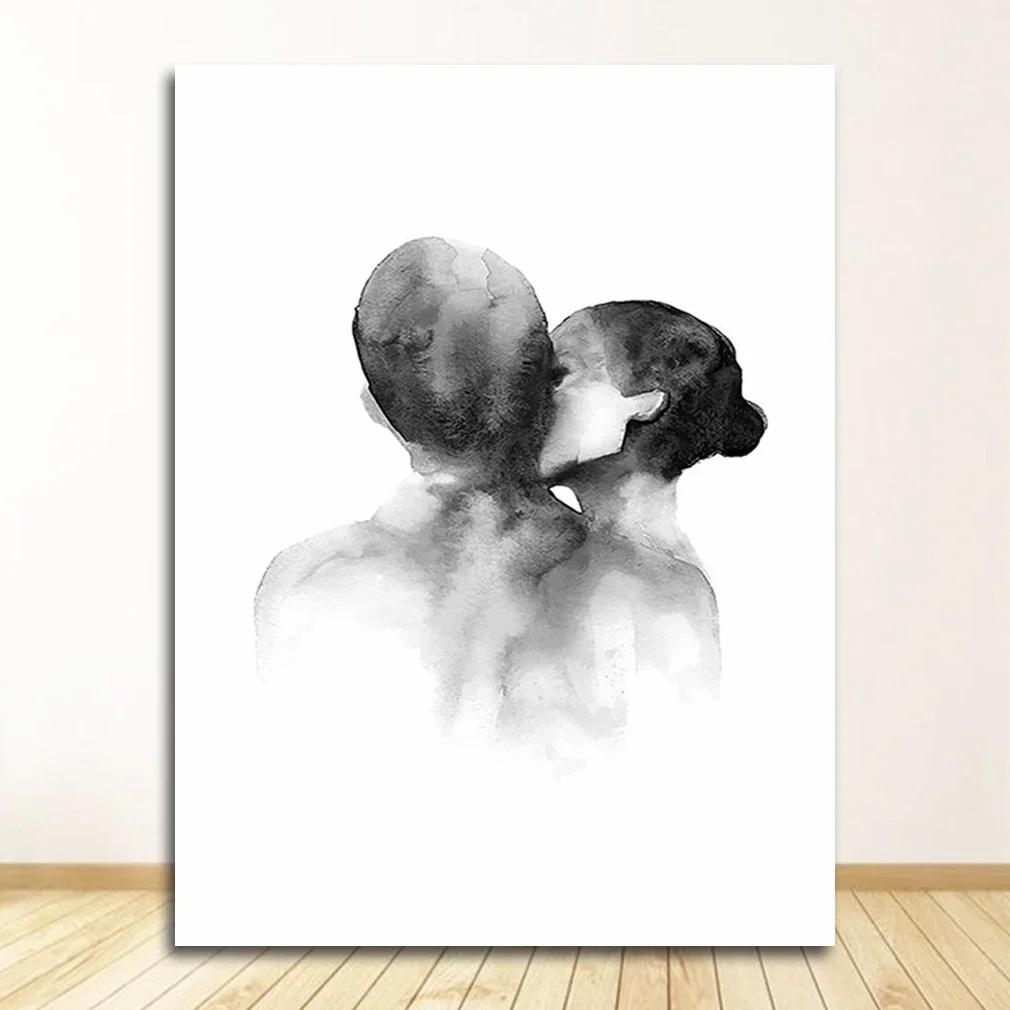 Poster Print Fashion Picture Couples Lovers Room Decor1 Black White Romantic Hand In Hand Canvas Painting Love Quotes Wall Art