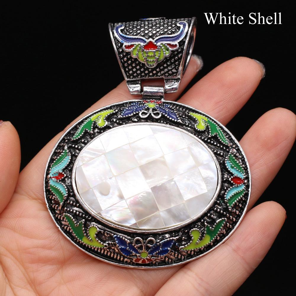 1Pc Bohemian Energy Natural Stone Oval Pendant, Reiki Healing Crystal Charms for DIY Women's Necklace Accessories, Halloween Jewelry Making Craft Gift