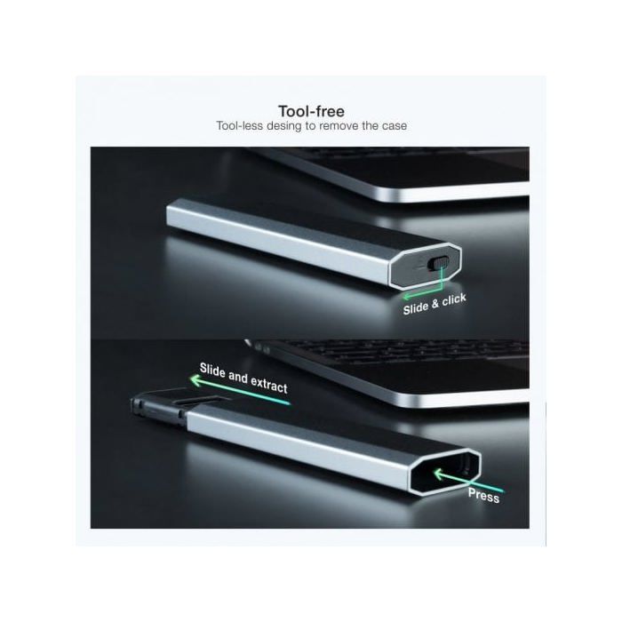 Boitier Externe - TooQ - Shura - USB-C 3.2 - 2To - S-ATA/NVMe M.2 2280