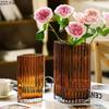 Verticale Houtnerf Textuur Glazen Vaas Hydrocultuur Plantenbakken Tafeldecoratie Bloemschikking Bloemenvaas Kamer Esthetische Decoratie