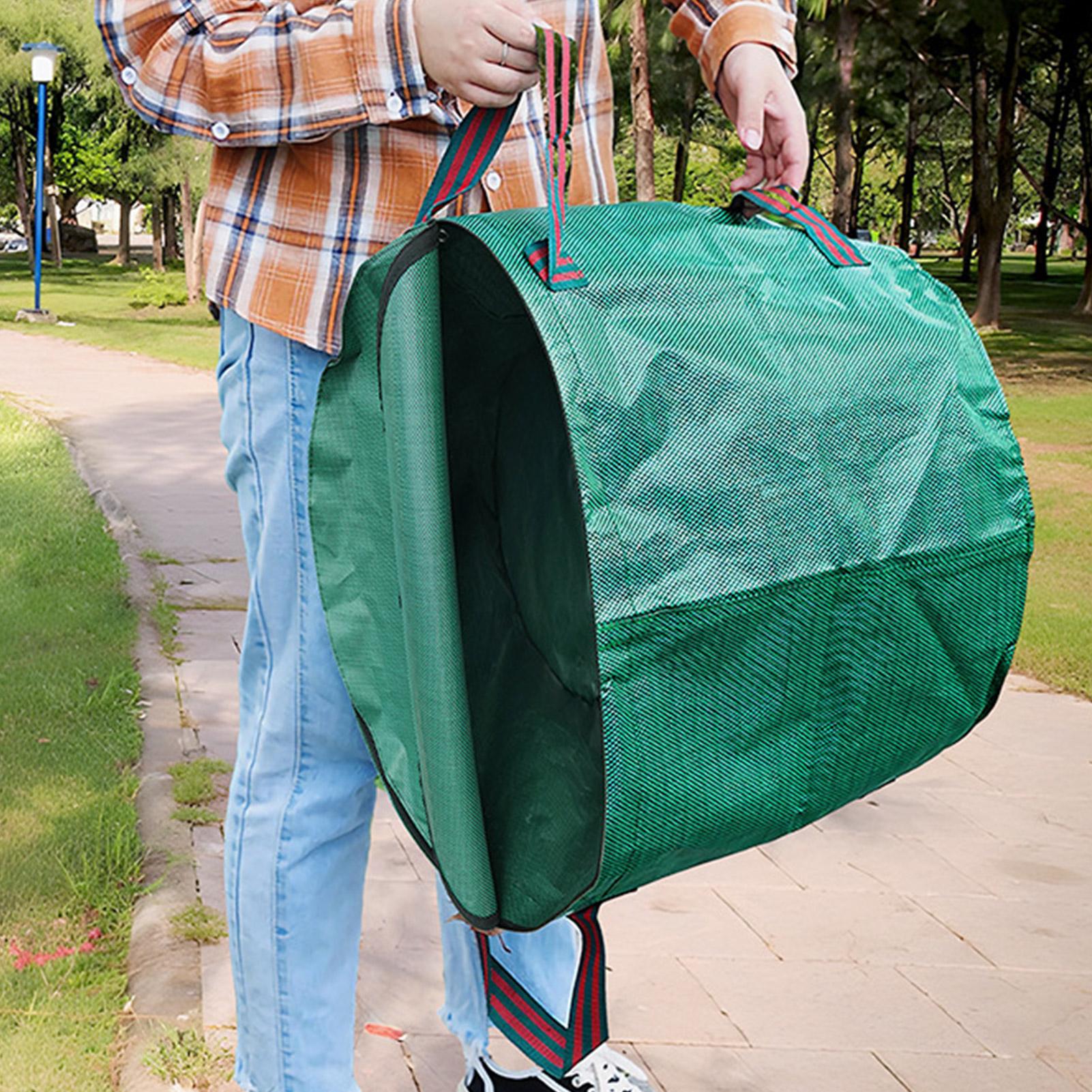 Garden Leaf Bag Garden Waste Bag With Lid Large Capacity Plant Clippings Pouch With Handle Trash Waste Leaf Collector Bag 120L