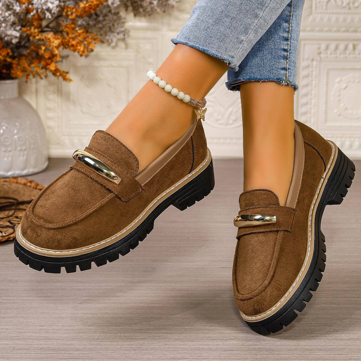 

Women Comfortable Loafers Retro Large Size Vulcanize Shoes Spring/Autumn Casual Thick Heel Round Toe Sneakers for Women 43 верблюд