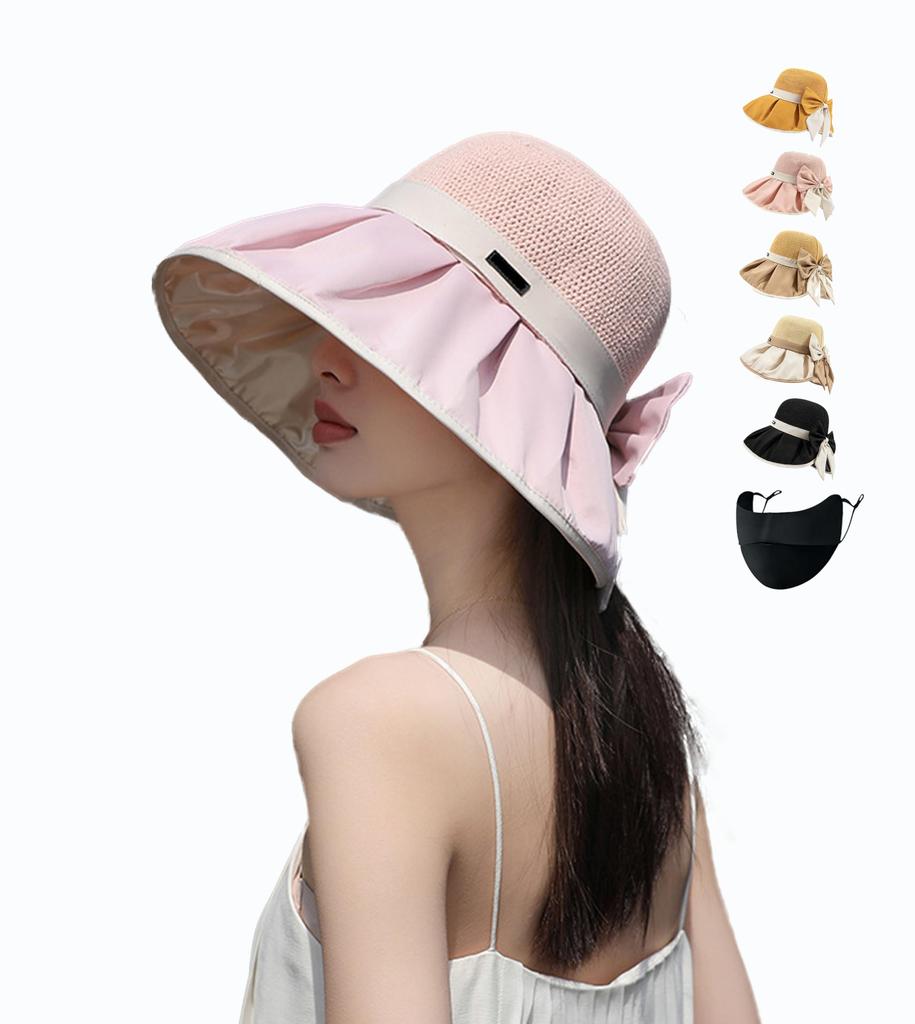 UV Protection Hat for Sun Hat for Sun Foldable Sun Quick Large with Chin UV Wide Sun Makes Face Look Pink [Beibeis] Women, Visor, Protection, Hat,