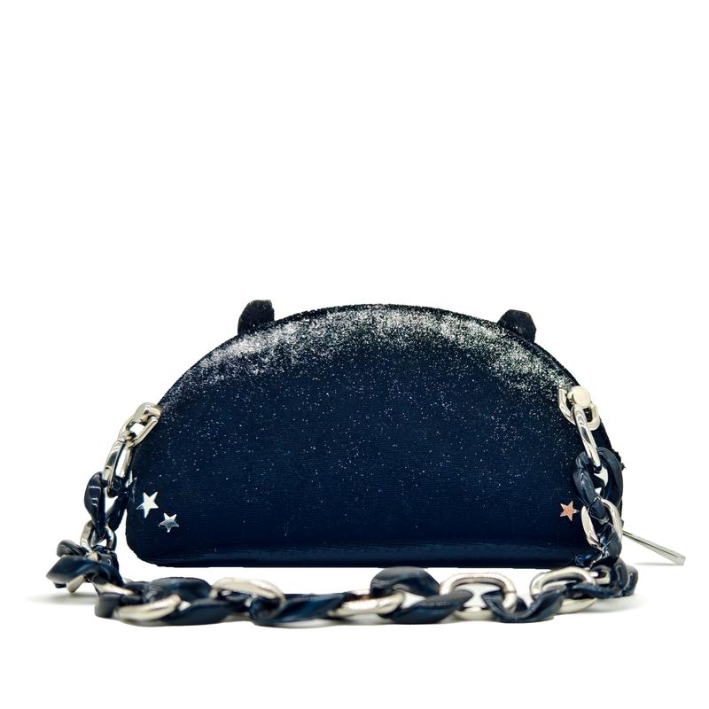 DIOR Bag [Customized cosmetic bag] YXYY Silver Butterfly Star Romanticism Modern Light Luxury French Elegance Black Semicircle Velvet Portable