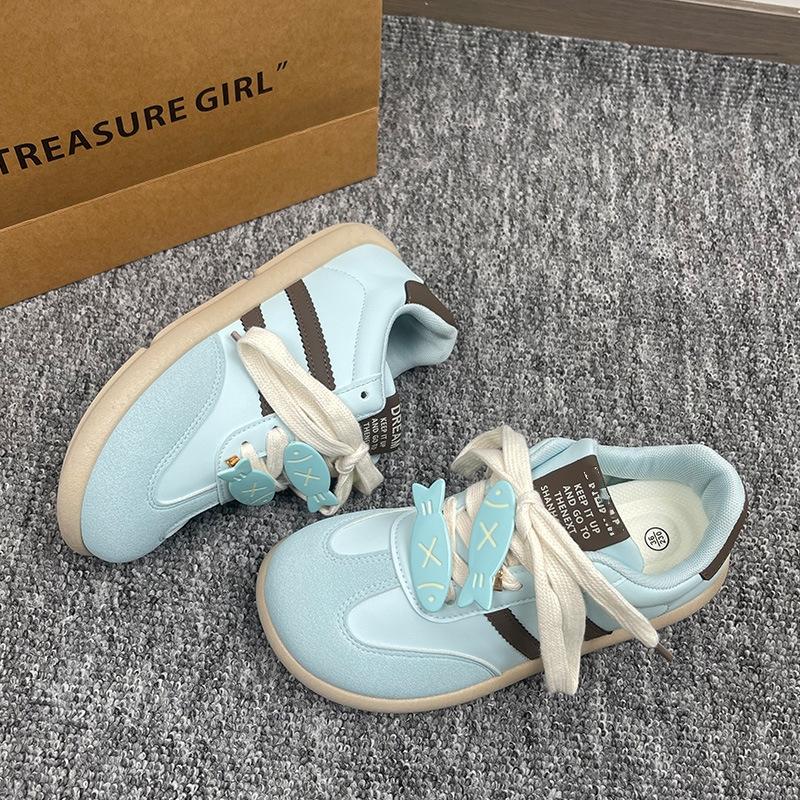 2025 Popular German Training Board Shoes Women's Big Head Autumn New Ins Niche Korean Version Versatile Student Sports Little White Shoes