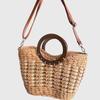 Kairui Retro Straw Tote Bag with Wooden Handles