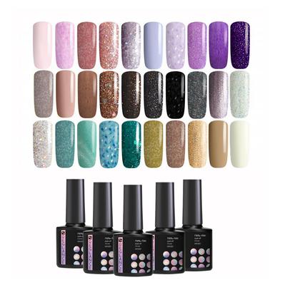 Zestaw lakierów hybrydowych/zestaw bazowy 30 kolorów 7,5 ml szklana butelka Soak Off UV LED