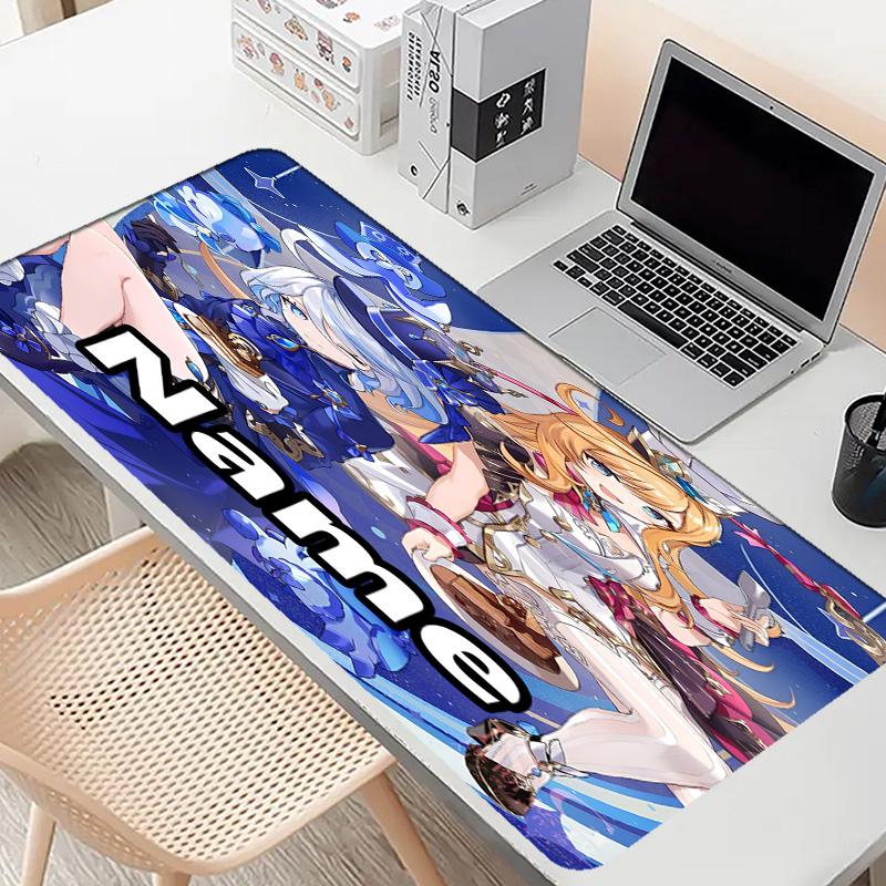 Custom Name Personalized Genshin Impact Pattern Mousepad, Laptop PC Desk Mat, Decorative Desk Mat for Home Keyboard Pad Gift