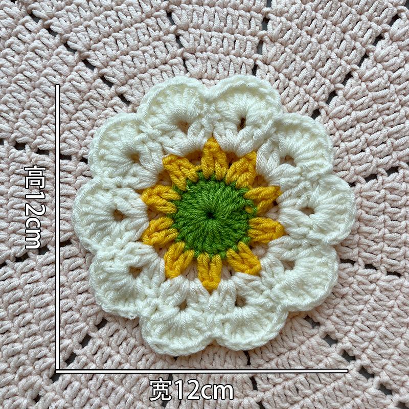 Finished product new cute wind ins small flower coaster placemat thermal insulation mat handmade wool crochet