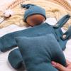 Infants Photo Shoots Apparel Set Solid Color Jumpsuits and Knotted Hat Pillow Photography Props for Baby Pictures Taking