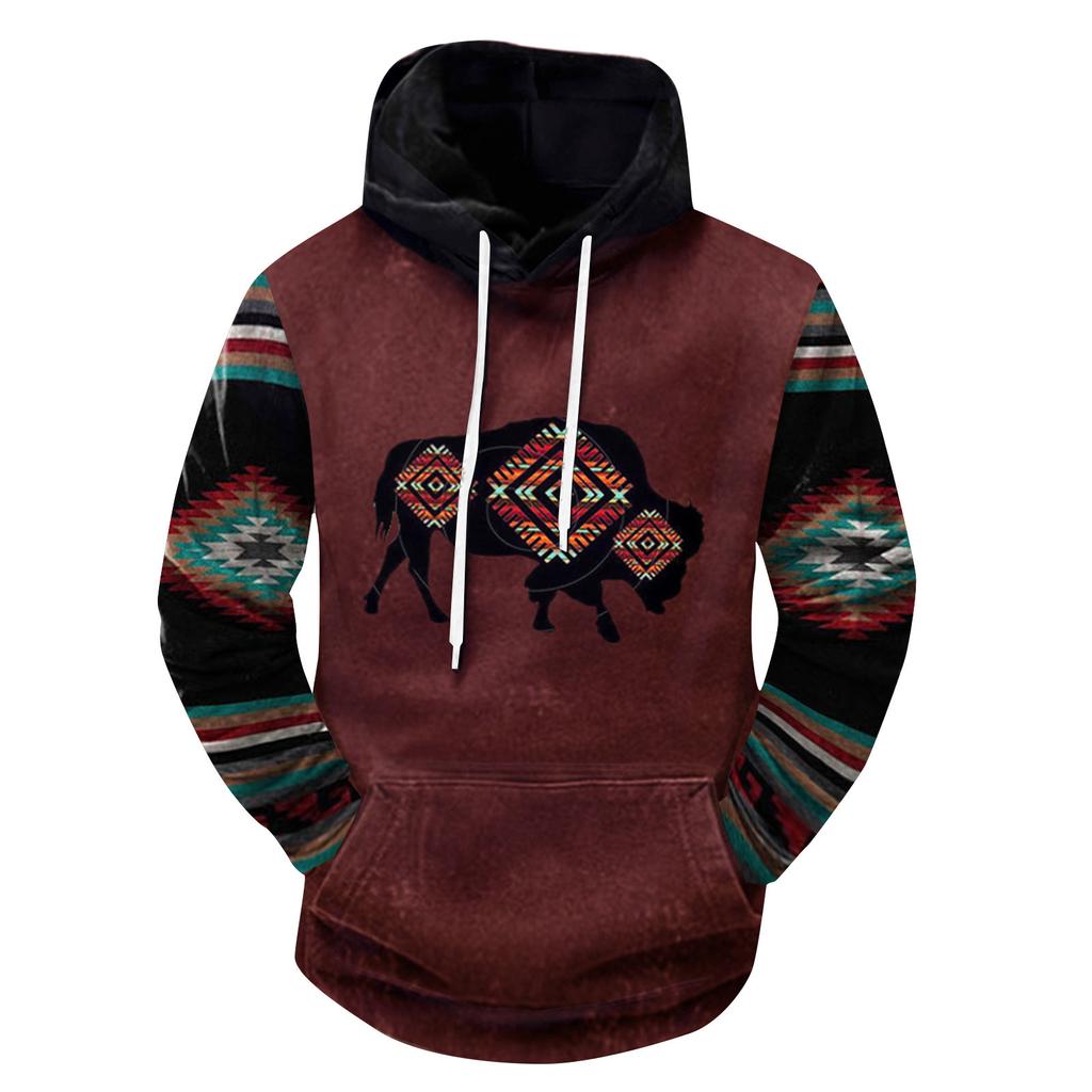 Volný pánský a dámský svetr s dlouhým rukávem a kapucí s módním potiskem