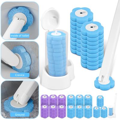 18-108 Stück Toilettenbürste Einweg-Ersatzkopf WC-Reinigungsbürsten-Set Langer Griff WC Badezimmer Werkzeug Zubehör