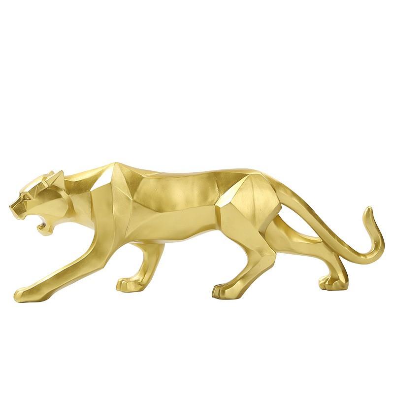 Resin Leopard Figurine Decorative Sculpture Nordic Geometric Animal Home Living Room Ornament