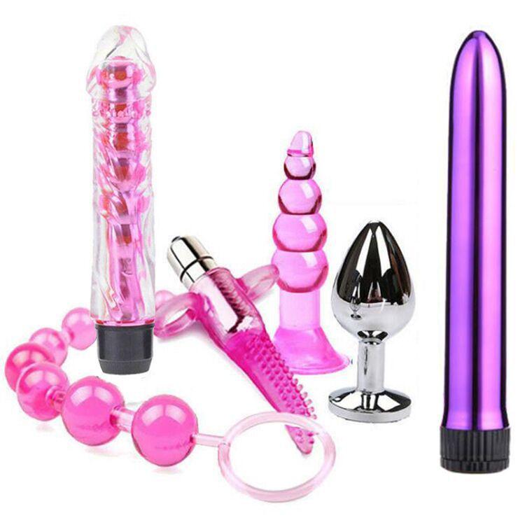 6pcs BDSM Anal Plug Vibrator Penis Rings Kit Anal Beads Dildos SM Butt Plug G Spot Prostate Massager Sex Toys for Men and Women