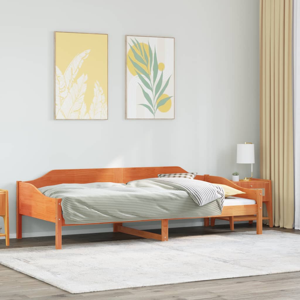 Solid Wood Bed Frame without Mattress Wax Brown 80 x 200 cm Pine Wood