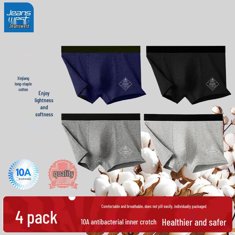 

JEANSWEST Men s Antibacterial Cotton Blend Boxer Briefs (4-Pack) 2XL