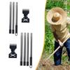 Weed Puller Tool 2 in 1 Manual Hand Rake for Uprooting Driveway Weeding 3 Section Handle