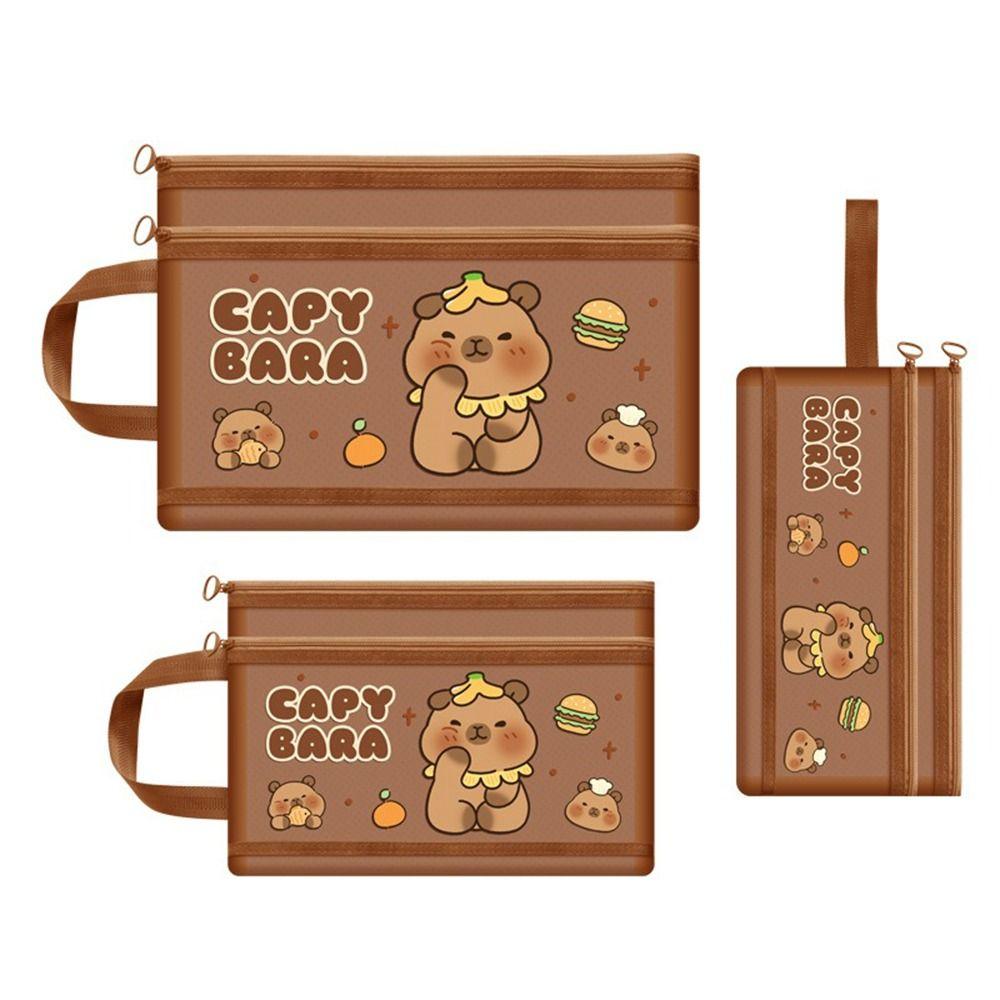 Dark Brown Capybara Bag A4/A5/A6 File Bag Cartoon Pen Bag  Back To School
