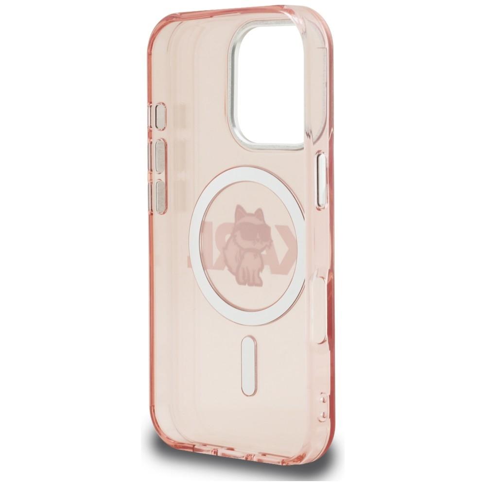 Karl Lagerfeld IML Choupette Sketch Logo MagSafe Case for iPhone 16 Pro Max Pink