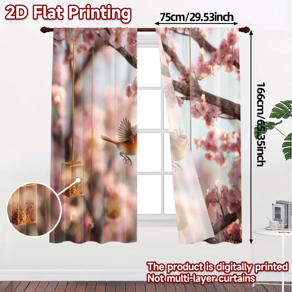 2pcs   2D FLAT PRINTING Curtains (Without Rod) BlossomFlight Print Modern Curtains Polyester Curtains Decorations Outdoor Perfect