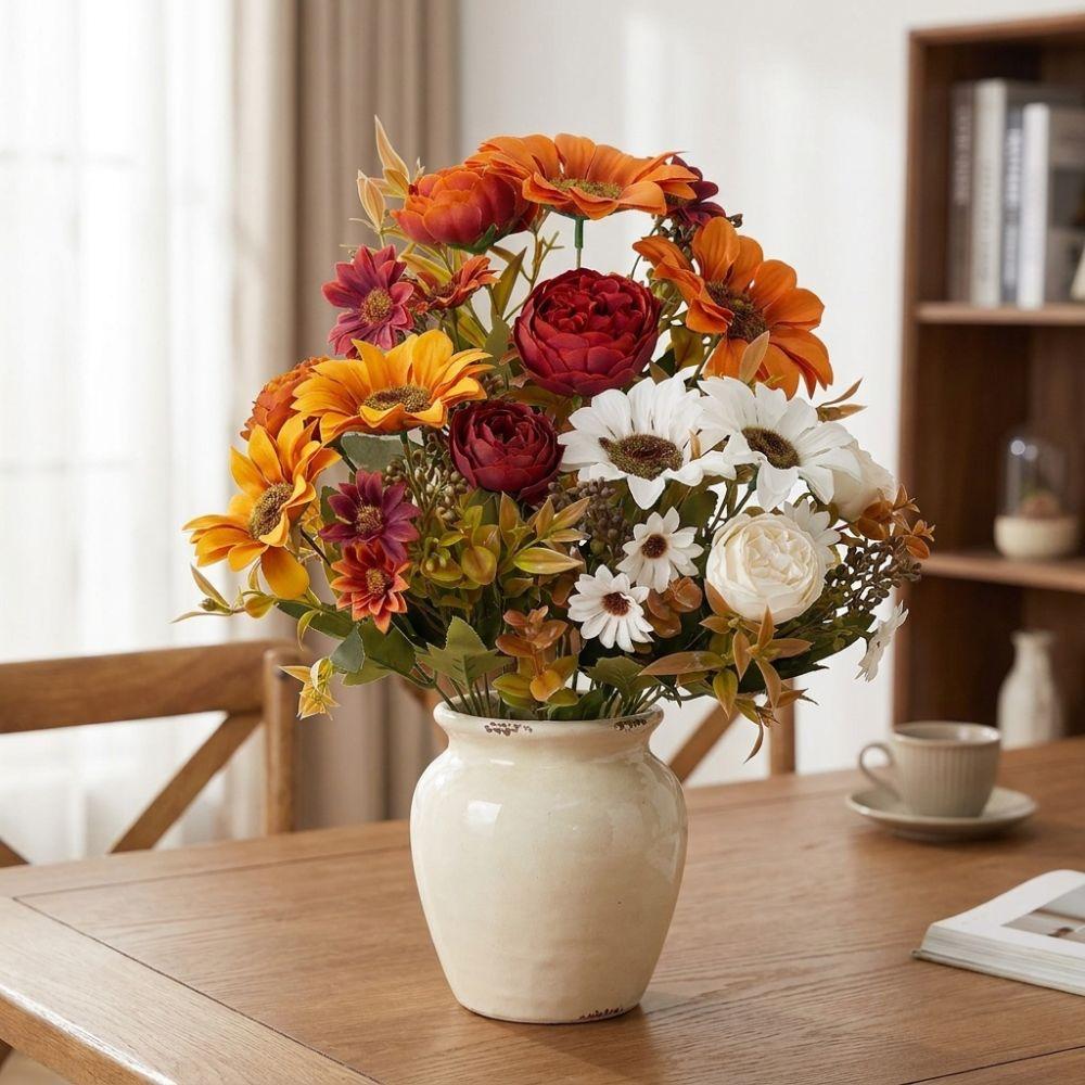 Mixed Floral Vintage Fall Artificial Flower Bunch Sunflower Floral Decor Home Indoor Decor