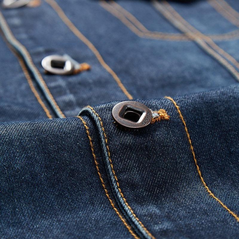 New autumn casual men's denim jacket large size multi-pocket lapel jacket