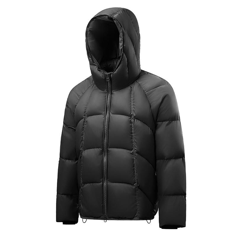 Mens Hooded Down Jacket Winter Warm Puffer Coat Lightweight Loose Fit Casual Outdoor Wear