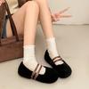 Fashion Autumn Winter Women Fur Flats Shoes Concise Comfort Street Style Soft Sole Female Dress Short Plush Mary Jane Shoes
