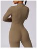 European & American Long Sleeve Zipper Bodysuit - Hip-Lifting Fitness & Yoga Pants for Women In Black
