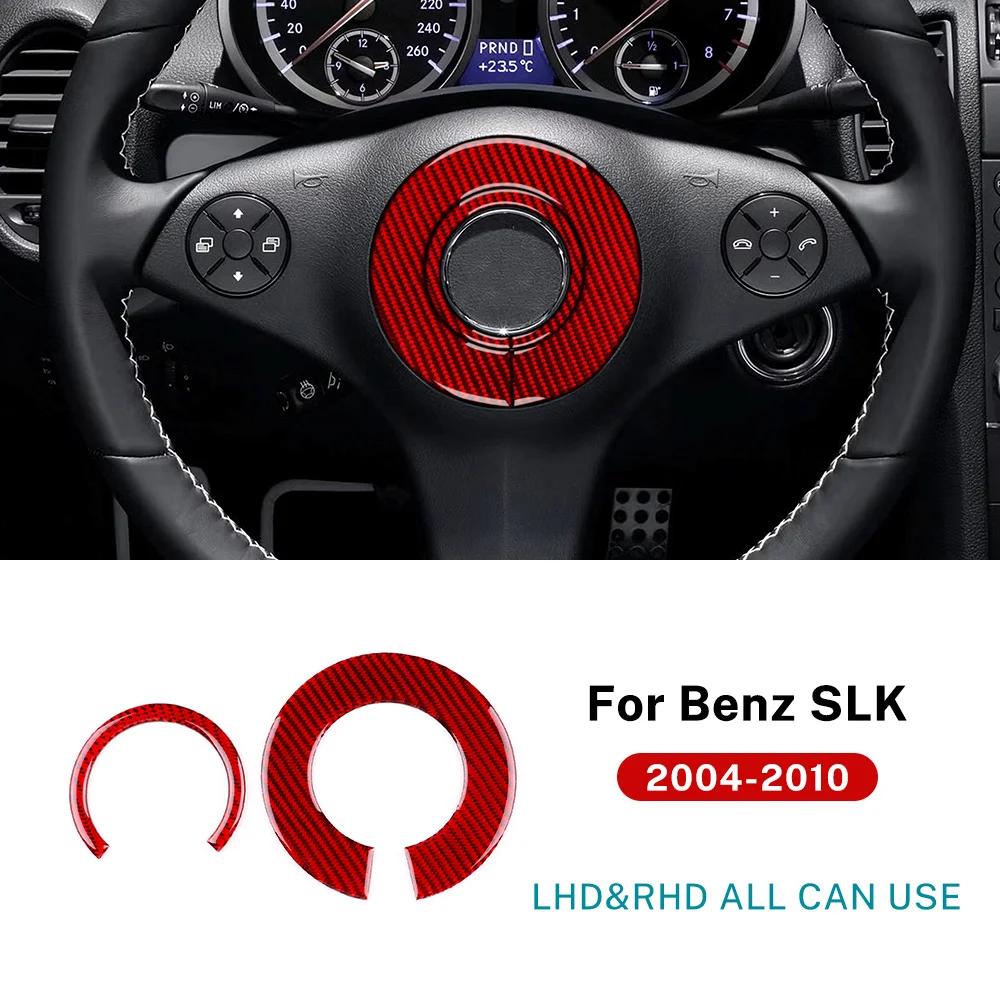 

Real Soft Carbon Fiber Steering Wheel Trim Sticker For Mercedes Benz SLK R171 2004 2005 2006 2007 2008 2009 2010 Accessories Red Centre LHD RHD