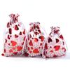 10 Stück/Los 9x12cm Rote Herz Organza Beutel Geschenk Schmuck Verpackung Aufbewahrungsbeutel Für Hochzeit Weihnachten Süßigkeiten Geschenk Kordelzug Beutel