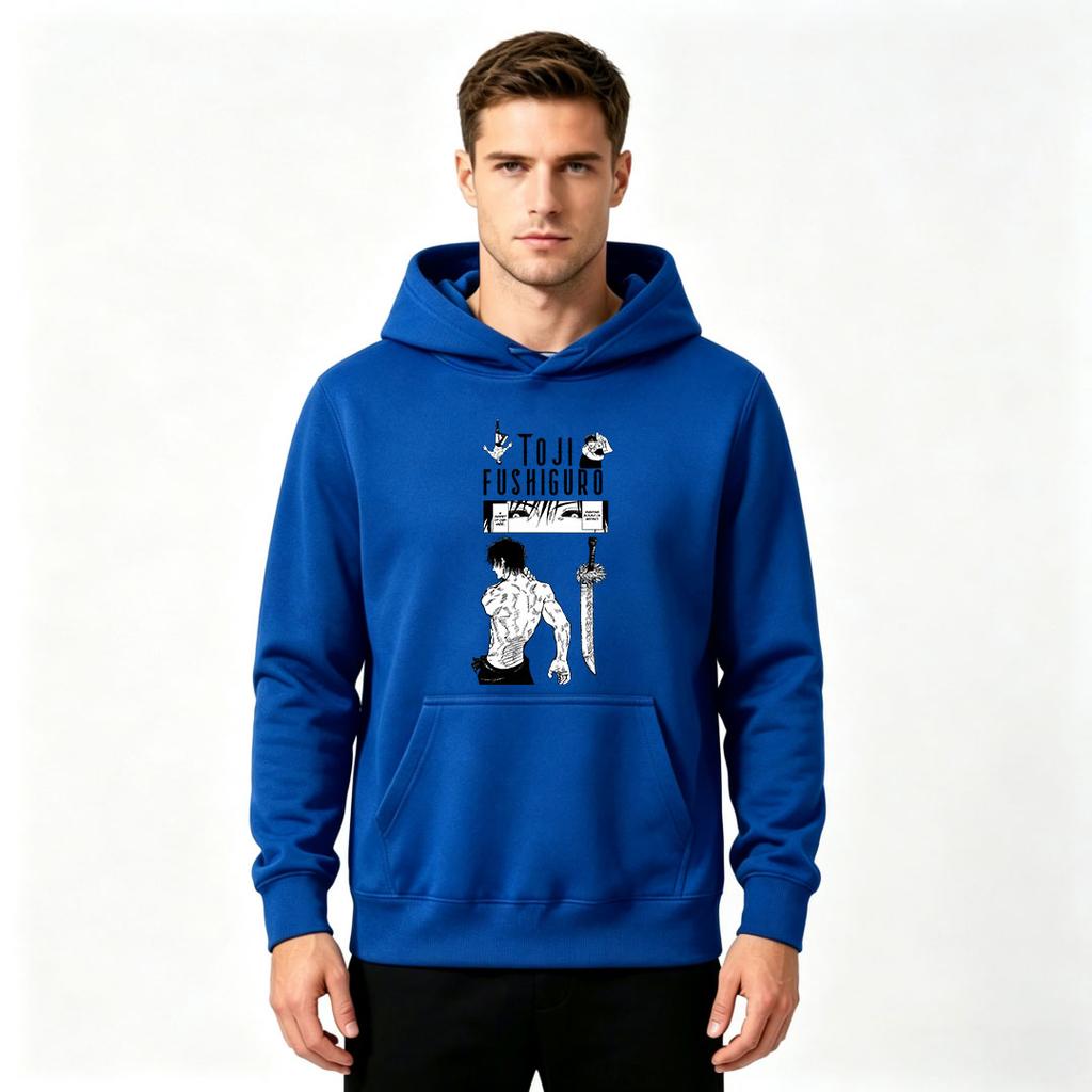 Men Pullover Hoodie Toji Fushiguro Anime Print Casual Long Sleeve Hooded Sweatshirt