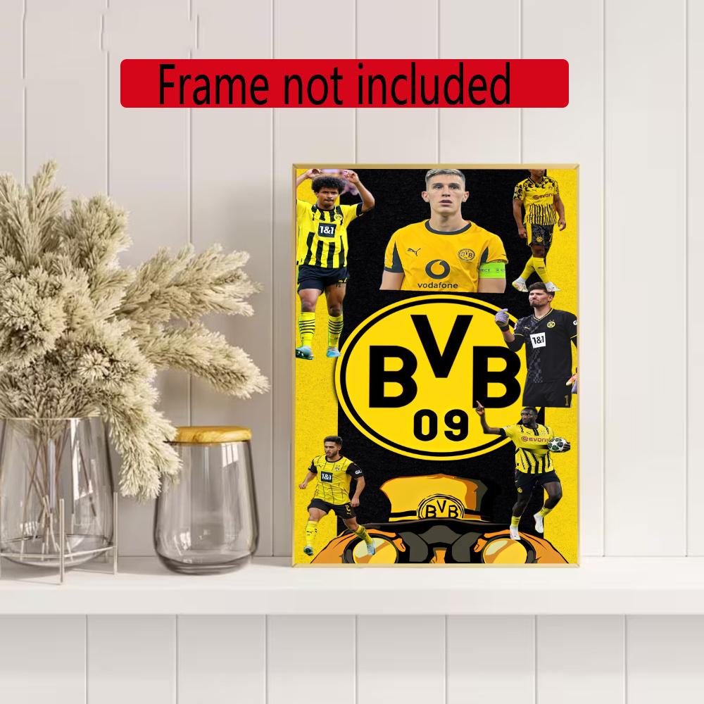 Borussia Dortmund 5D Diy Diamond Painting Round Diamond Diy Frameless Holiday Artwork Suitable For Home Office Wall Decoration