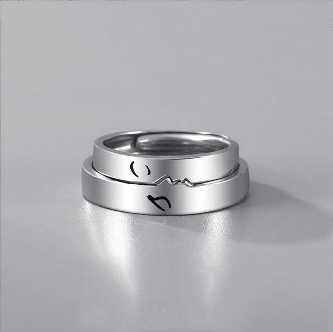 One Kiss Love Couple Rings: Trendy Open Design for Men and Women